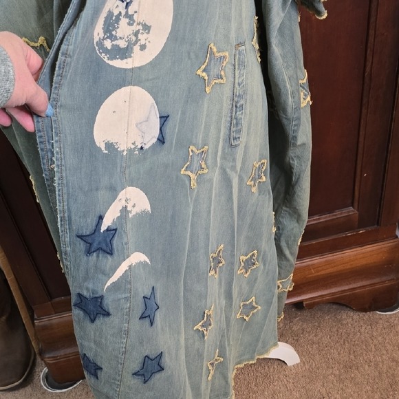 Magnolia Pearl Denim Star Child Rainbow Maxi Kimono Duster Jacket - Picture 10 of 12